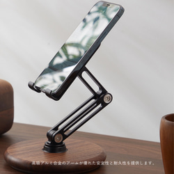 可動式 スマホスタンド 木製 無垢の木 ipadスタンド  木製 タブレットスタンド  ３つの軸 360度回転機能 19枚目の画像