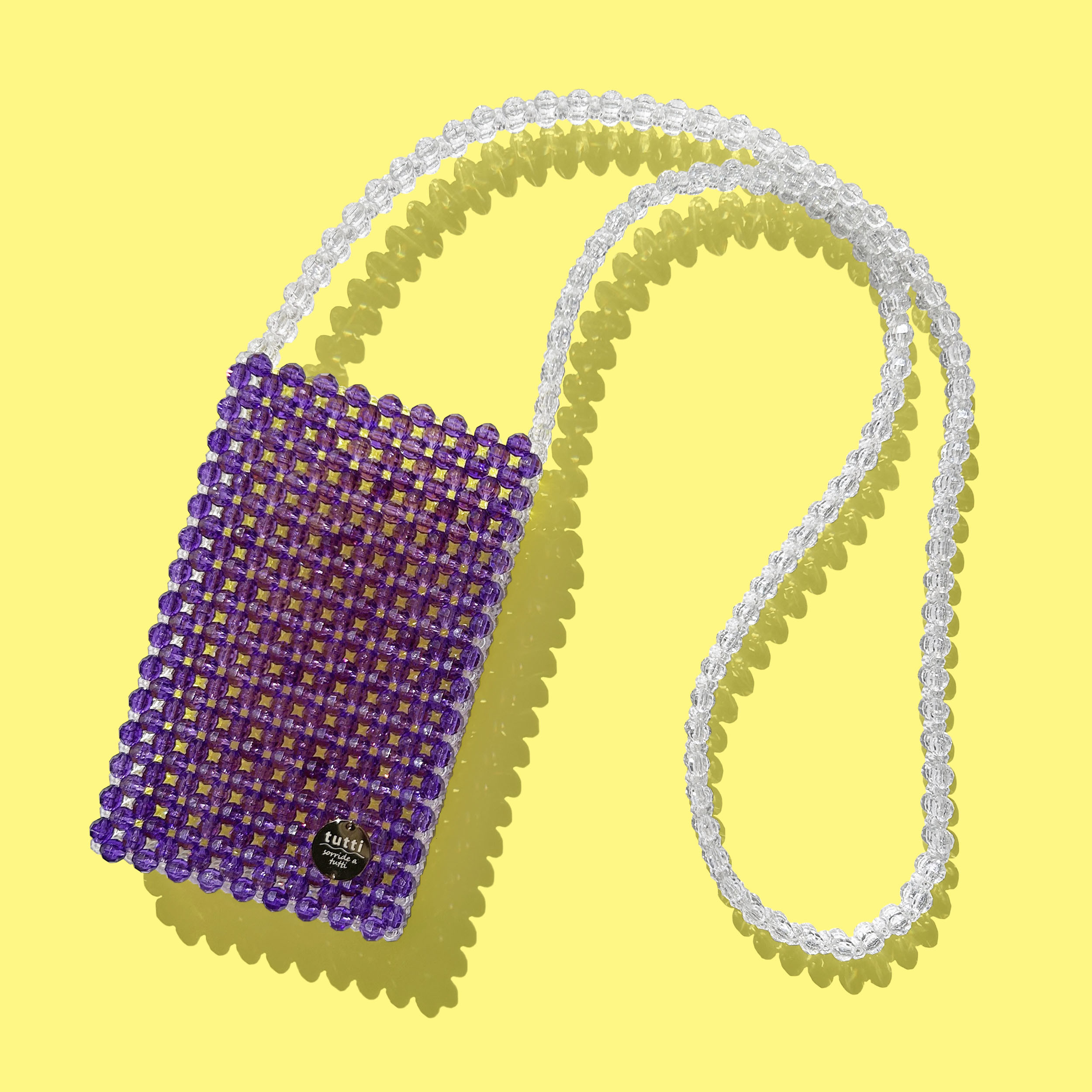 ショルダー purple&yellow スマホショルダー ビーズバッグ