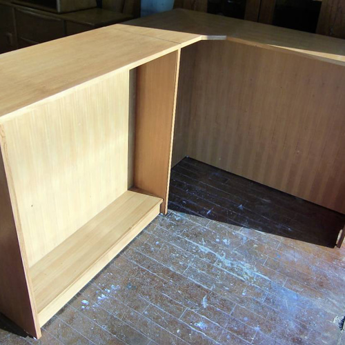 □ RETRO チーク L型 カウンター モダン / 4分割SET □ その他家具