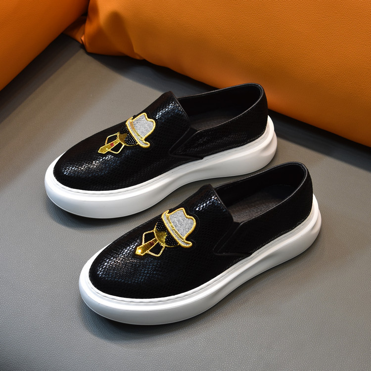 新品メンズシューズ小怪獣厚底革靴運動レジャープレートシューズ蛇紋皮·快適軽量 4カラー·サイズ調整無料  20-1248