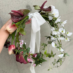 再販 ウォッシュホワイトのリース 34センチ リース Riche 通販 1457571