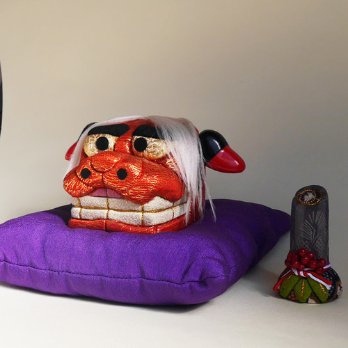 獅子頭 木目込み人形 門松と座布団付き その他人形 鶴 通販