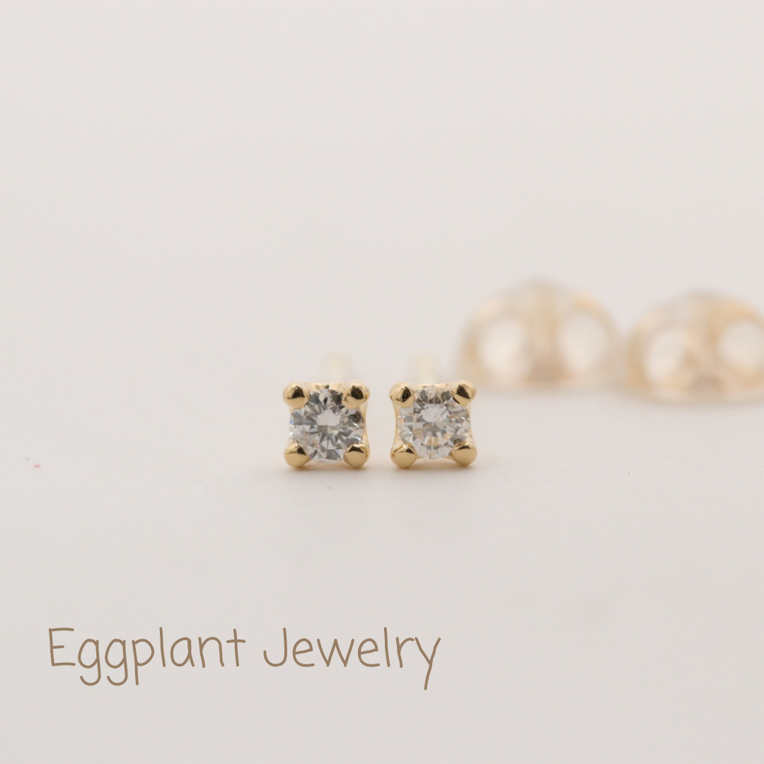 【K18】プチダイヤモンドピアス