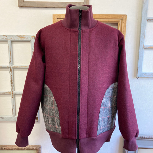 Pelle Pelle チェック ウールブルゾンジャケット メンズ