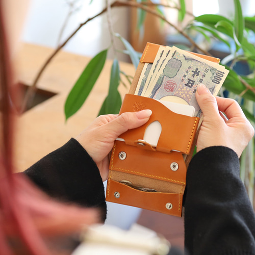 日本製 栃木レザー 小さい財布 本革 二つ折り ミニ財布 最適・二つ折り財布” 14色 サイフ ミニ財布 スマート財布