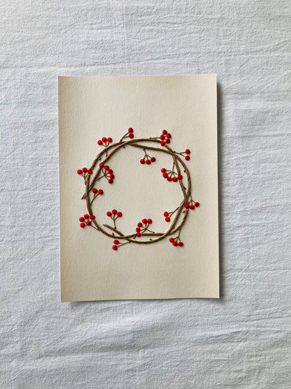 サンキライ（サルトリバイバル）　antique style 刺繍　紙　アート　 3枚目の画像