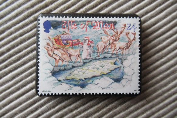 マン島　クリスマス切手ブローチ 9188 1枚目の画像