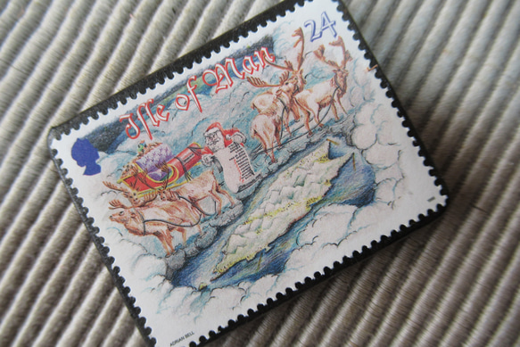 マン島　クリスマス切手ブローチ 9188 2枚目の画像
