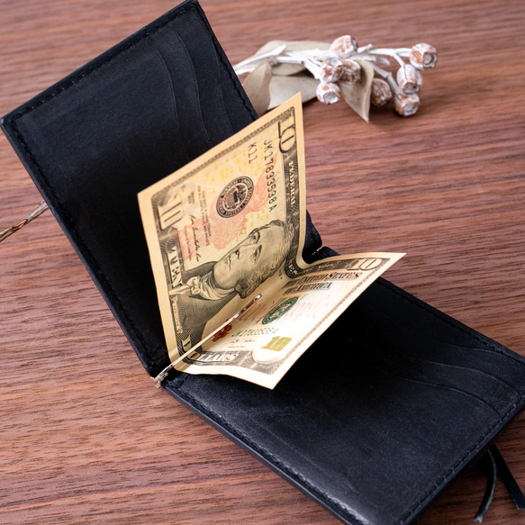 【配色カスタム無料】バイカラーのマネークリップ（二つ折り財布） 2枚目の画像