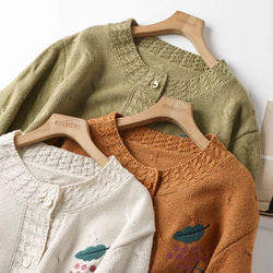 ぶどう刺繍セーター.ニットカーディガン　＜3色＞ 2枚目の画像