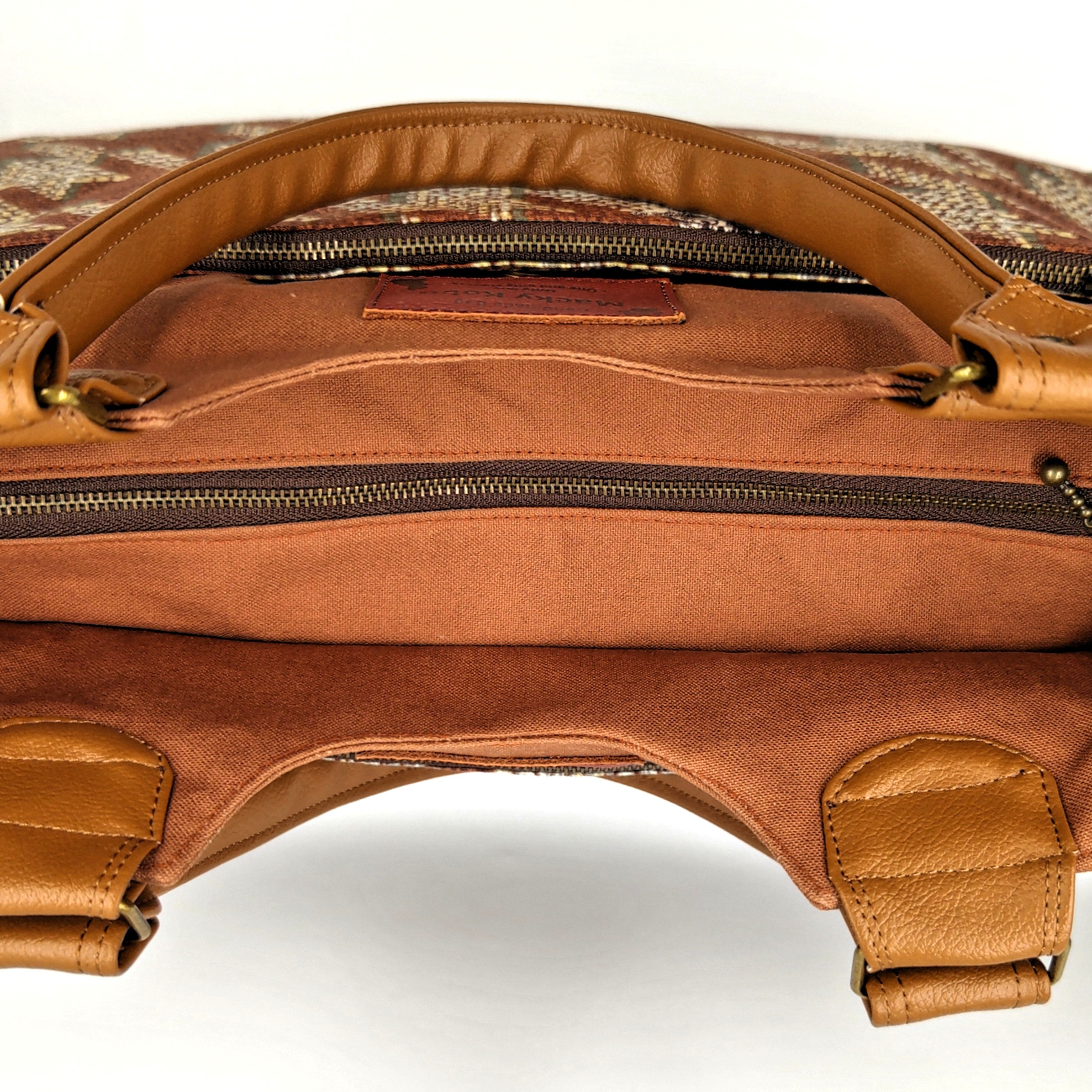 おにぎり2wayバッグ【千鳥柄にゃんこ:ブラウン】