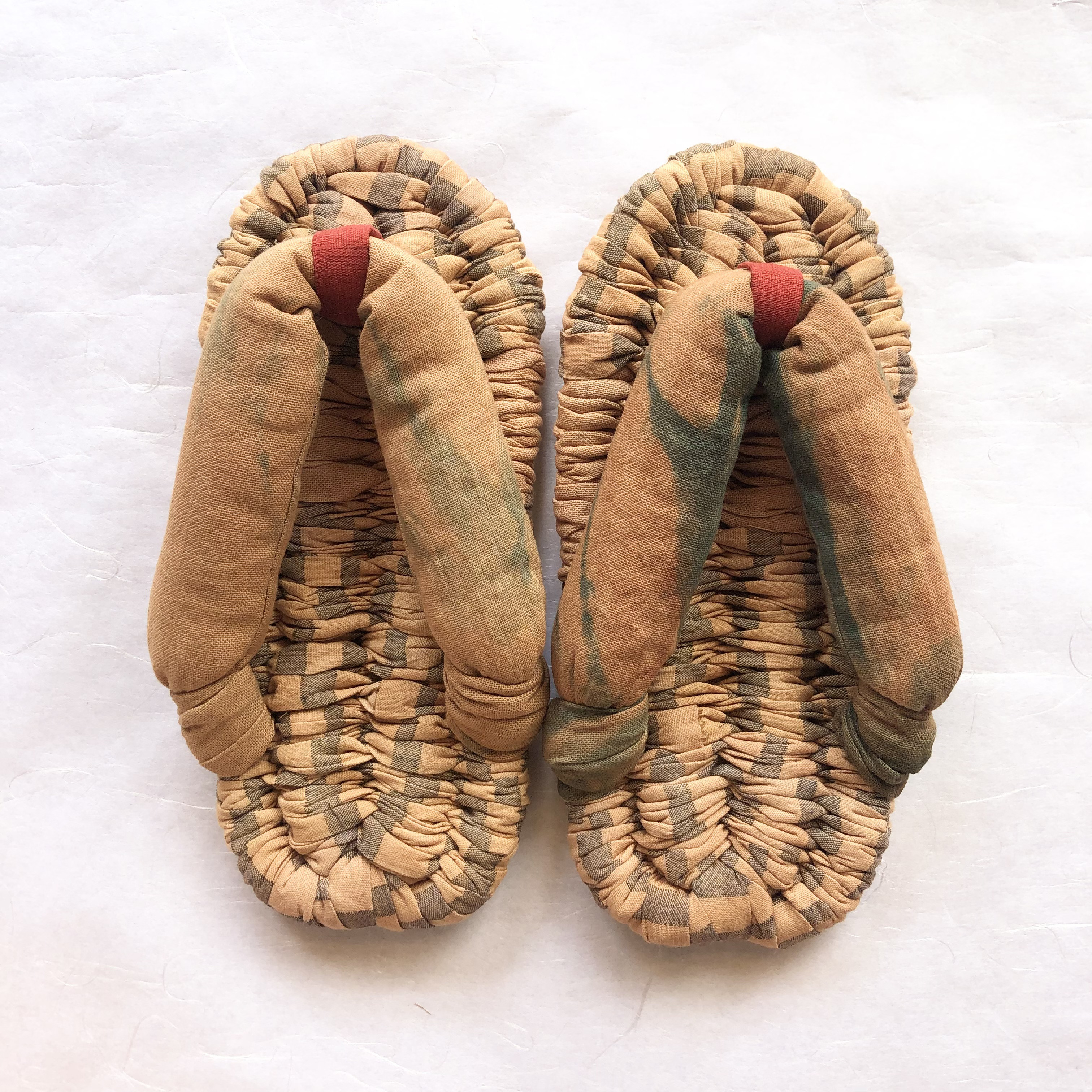 S天然素材だけで作った柿渋布ぞうり(20.5〜22cm) /ルームシューズ/柿渋染と正藍染/雪駄