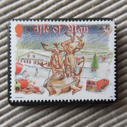 マン島　クリスマス切手ブローチ 9189 1枚目の画像