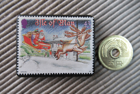 マン島　クリスマス切手ブローチ 9190 3枚目の画像