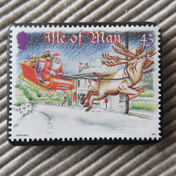 マン島　クリスマス切手ブローチ 9190 1枚目の画像