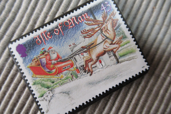 マン島　クリスマス切手ブローチ 9190 2枚目の画像
