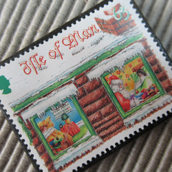 マン島　クリスマス切手ブローチ 9191 2枚目の画像