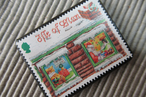 マン島　クリスマス切手ブローチ 9191 2枚目の画像