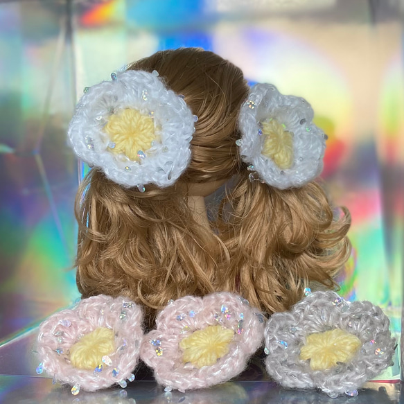 運動会で目立つ！【きらめきのはな】ヘアゴム&ブローチおそろい五点 