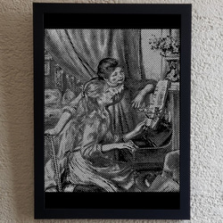 ルノワール　ピアノを弾く二人の少女　切り絵A4 9枚目の画像