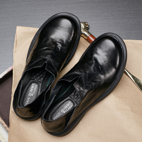 メンズカジュアル革靴春夏ファッション平底黒ビジネス革靴快適広々·サイズ調整無料  20-1252 3枚目の画像