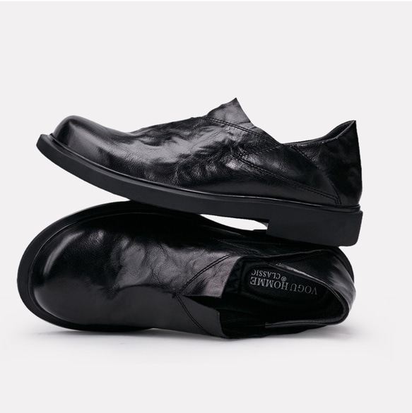 メンズカジュアル革靴春夏ファッション平底黒ビジネス革靴快適広々·サイズ調整無料  20-1252 4枚目の画像