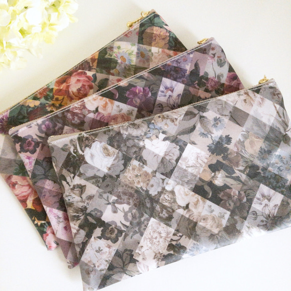 ダブルファスナーポーチ（20cm）＊リバティ ラミネート＊アーカイブギンガム（Archive Gingham） 5枚目の画像