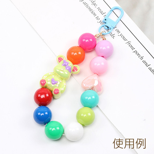 A4771 24個 アクリルビーズ 丸玉 通し穴あり ミックスカラー 16mm 3X 