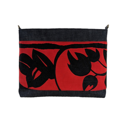 赤×黒の帯リメイクバッグ 5枚目の画像