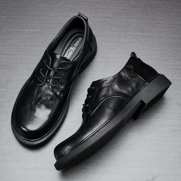 メンズカジュアル革靴春夏ファッション平底黒ビジネス革靴快適広々·サイズ調整無料  20-1255 4枚目の画像