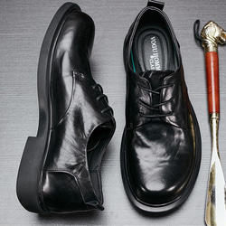 メンズカジュアル革靴春夏ファッション平底黒ビジネス革靴快適広々·サイズ調整無料  20-1255 2枚目の画像