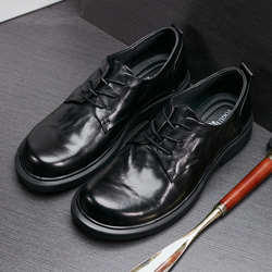 メンズカジュアル革靴春夏ファッション平底黒ビジネス革靴快適広々·サイズ調整無料  20-1255 1枚目の画像