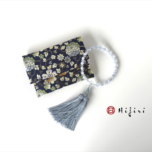 【オーダー作品＊ひ〜】紐付き念珠入れ 御朱印帳ケース 金襴 菊づくし 青龍 オーダー作品＊ひ〜】紐付き念珠入れ 御朱印帳ケース 金襴 菊づくし