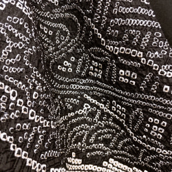 絞りMIXワンピ 黒白 フレアーワンピース 着物リメイク パッチワーク 演奏会 着物ドレス 和柄 L～2L B51204 8枚目の画像