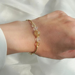 金髮晶白水晶月光石925純銀包金手鏈 第5張的照片