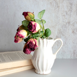 【花瓶付き】ドライフラワーのような造花setグラデーションローズの投げ入れアレンジ 2枚目の画像