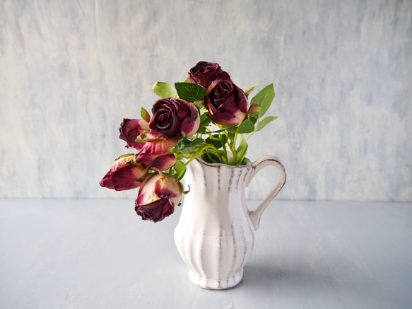 【花瓶付き】ドライフラワーのような造花setグラデーションローズの投げ入れアレンジ 14枚目の画像