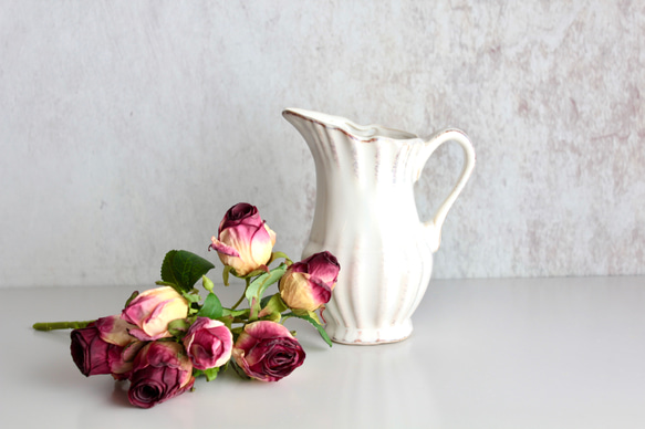 【花瓶付き】ドライフラワーのような造花setグラデーションローズの投げ入れアレンジ 7枚目の画像