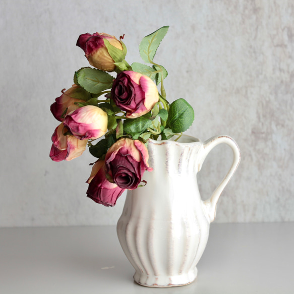 【花瓶付き】ドライフラワーのような造花setグラデーションローズの投げ入れアレンジ 6枚目の画像