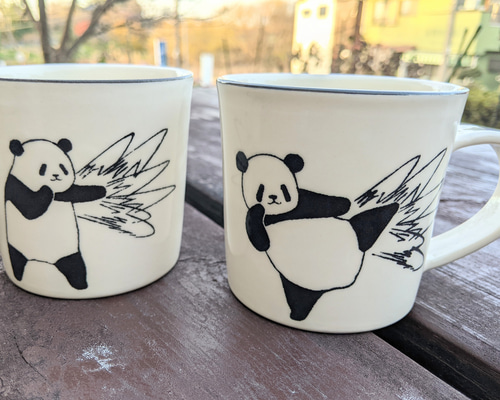 パンダマグカップ シュバババババ マグカップ 丸山陶房（桑原純