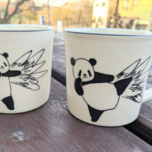 パンダマグカップ シュバババババ マグカップ 丸山陶房（桑原純