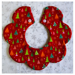 クリスマス　スタイ　カラフルツリー赤×ぽこぽこWガーゼ 4枚目の画像