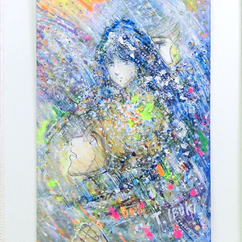 ぷ*あ様 グレイッシュブルーの記憶　　絵画原画 原画 F4 「26407 態度を見ても本命なのか遊びなのか判断に困る