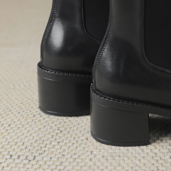 痩せて長足の牛革直筒ブーツ冬の金属ボタン真皮長靴22-24.5サイズ 3880 