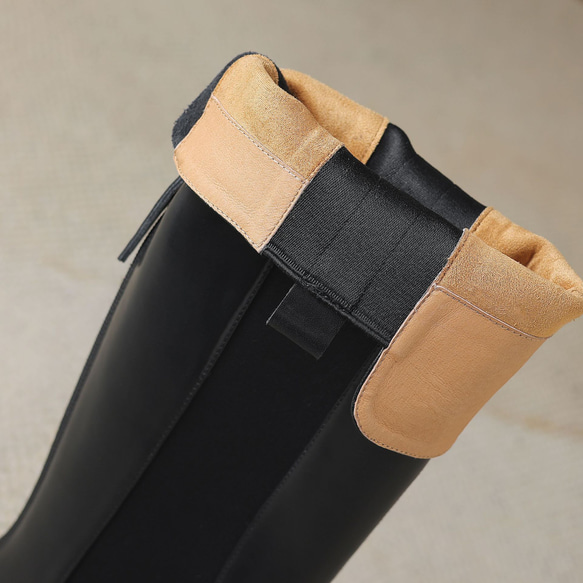 痩せて長足の牛革直筒ブーツ冬の金属ボタン真皮長靴22-24.5サイズ 3880 