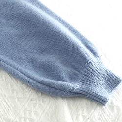 ❣️手編み ブルー ミディアム丈のセーターワンピース　厚手のニットスカート 6枚目の画像