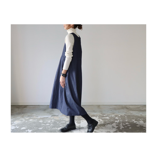 美品⁂センソユニコ⁂デニムロングワンピース　ジャンスカ　切替　ストライプ　フリル 美品⁂センソユニコ⁂デニムロングワンピース ジャンスカ 切替