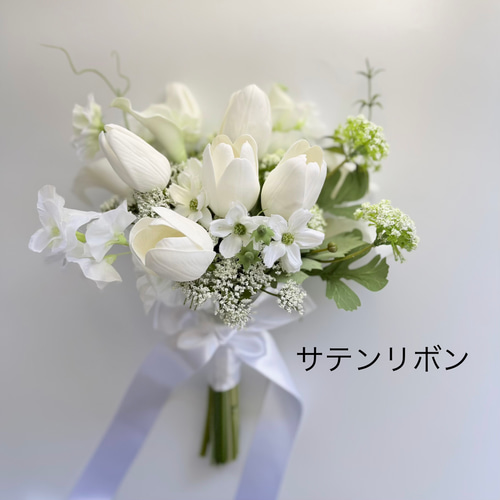 再販　イエロー　ホワイト　ピーチ　チューリップ　ウェディングブーケ　造花　結婚式 ブライダル ウエディングブーケ チューリップ ウェディング 造花 前