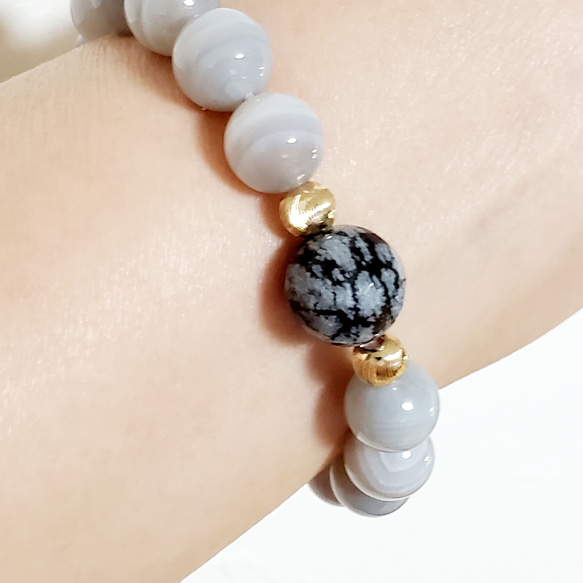 010863 特価ツヤツヤ✨天然アラシャン瑪瑙ブレスレット10ミリ