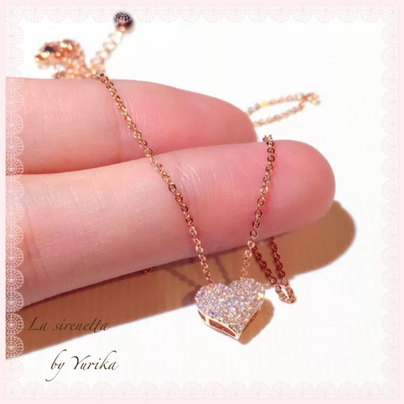 heart pave necklace*14kgf 1枚目の画像